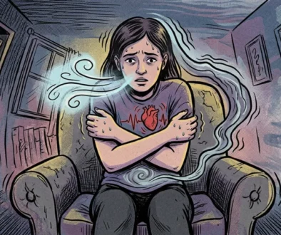 woman displaying physical symptoms of anxiety attack