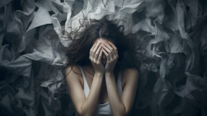 woman covering her face