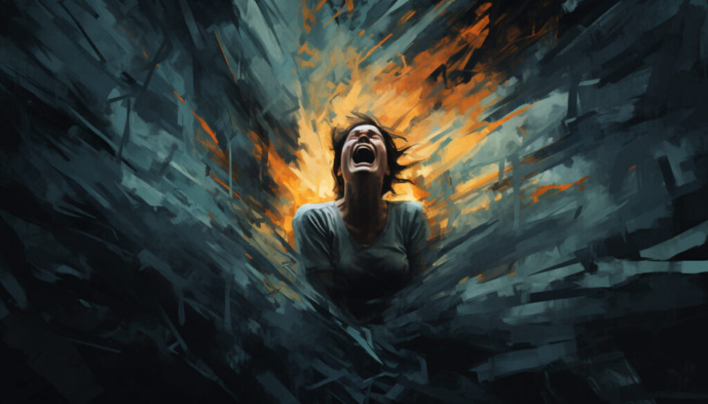 person screaming during panic attack