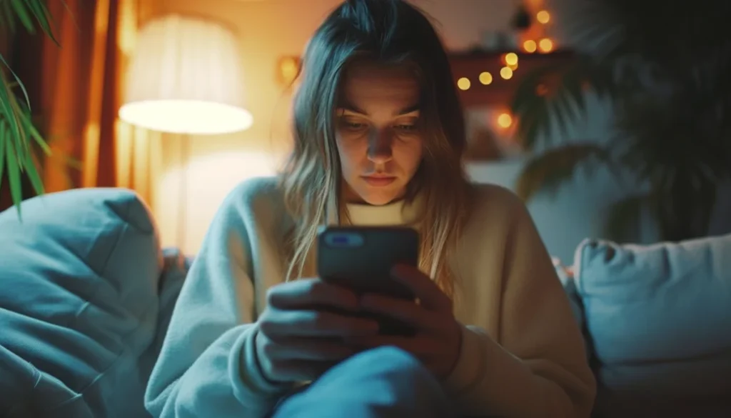 woman using her social media on her phone