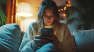 woman using her social media on her phone