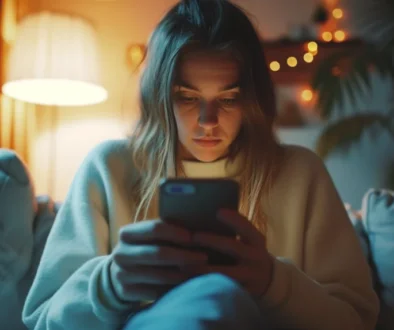 woman using her social media on her phone