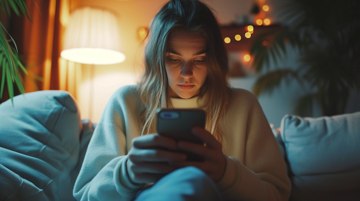 woman using her social media on her phone
