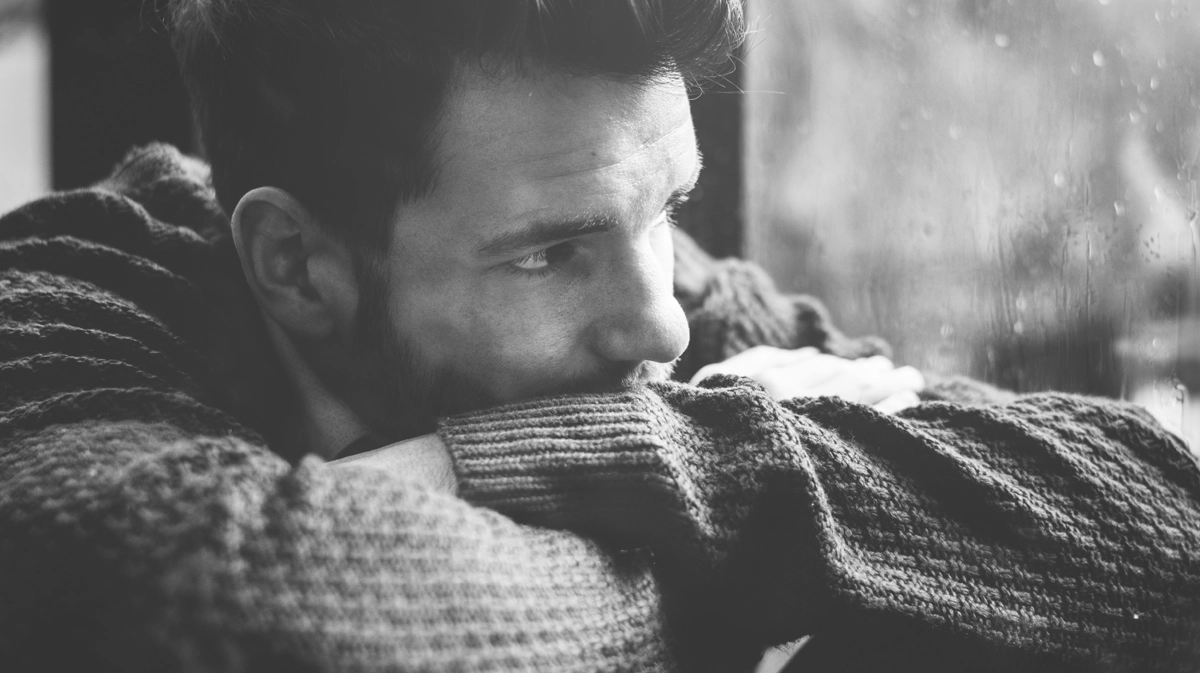depressed man winter